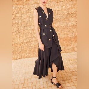 Elegant Ulla Johnson Twyla Black Floral Embellished Vest